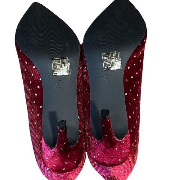 Allegra K Women's Burgundy Cutout Pointed Toe Heel Ankle Booties Size: 8 - Picture 5 of 6